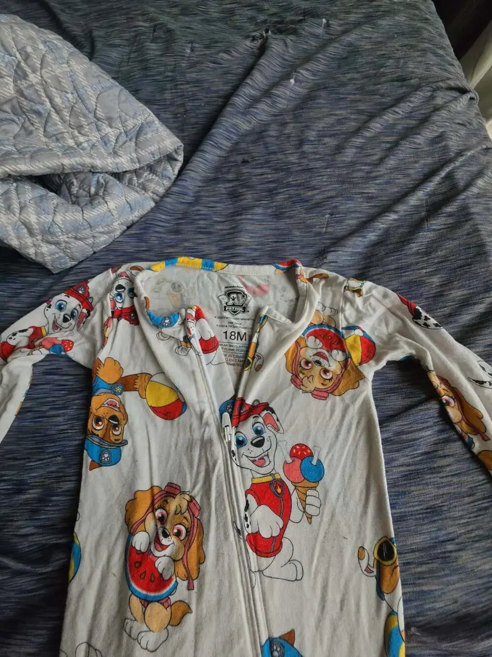 Paw Patrol Summer Theme Full-Zip Baby Footed Sleeper Pajamas, 18M